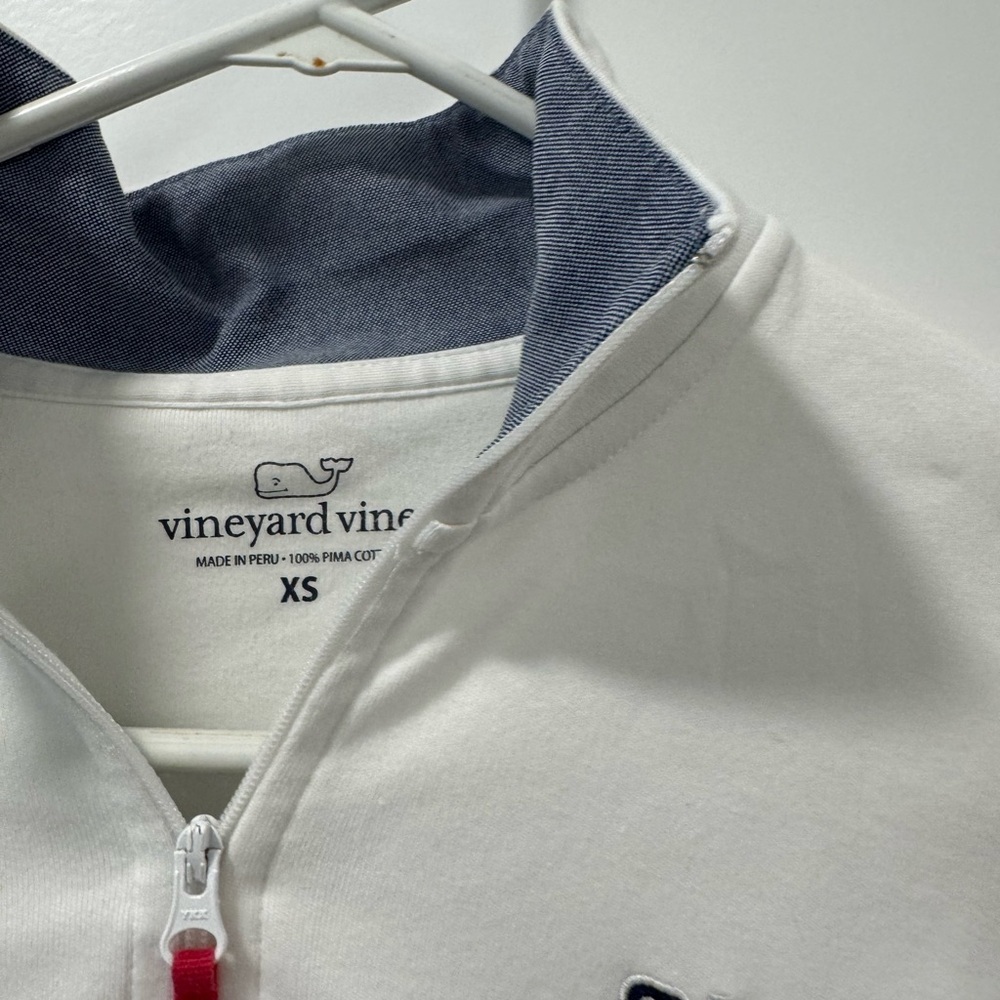Vineyard vines stripe 1/4 zip navy and white - Picture 3 of 6